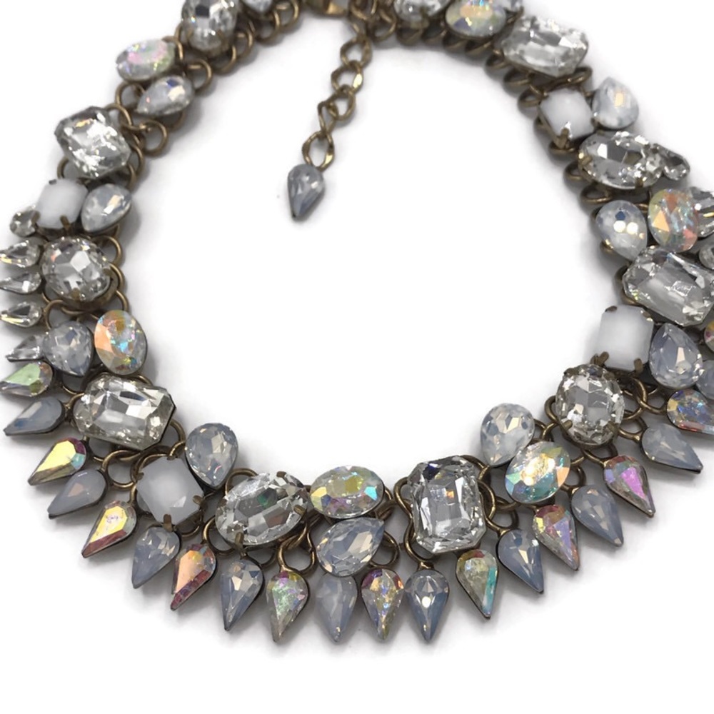 Statement Collar Necklace Large Rhinestone Gold - image 7